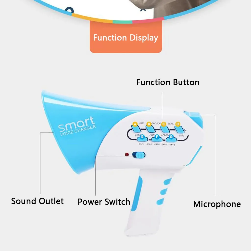 

Children's toy megaphone Smart Multi Voice Changer Loudspeaker 7 Different Voice Modifiers Speaker Toy Microphone toy gift W920