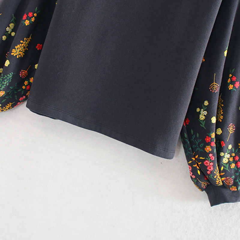 ZOEPO O Neck Printed Sweatshirts Women Fashion Slim Plush Sweatshirt Women Elegant Long Puff Sleeve Sweatshirts Female Ladies KH