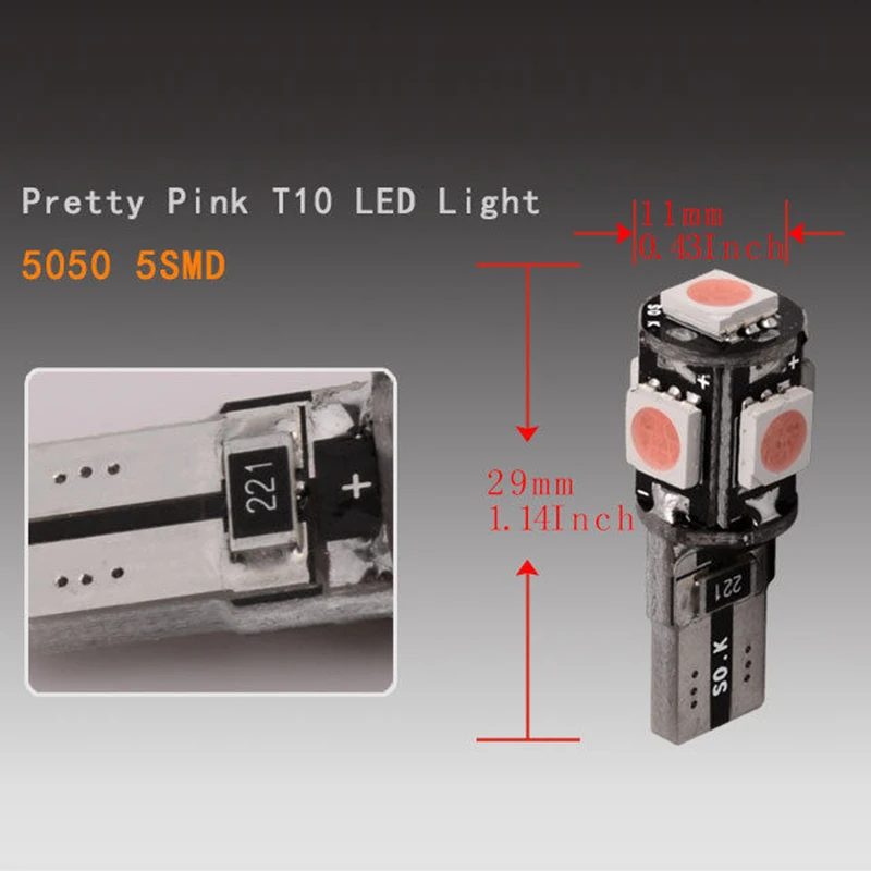 Светодиодный светильник на танкетке, комплект Canbus, T10-5050-5SMD лампы, Сменные аксессуары, без ошибок