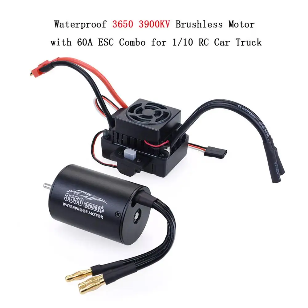 

Waterproof 3650 3900KV Brushless Motor with 60A ESC Combo Set for 1/10 RC Car Truck