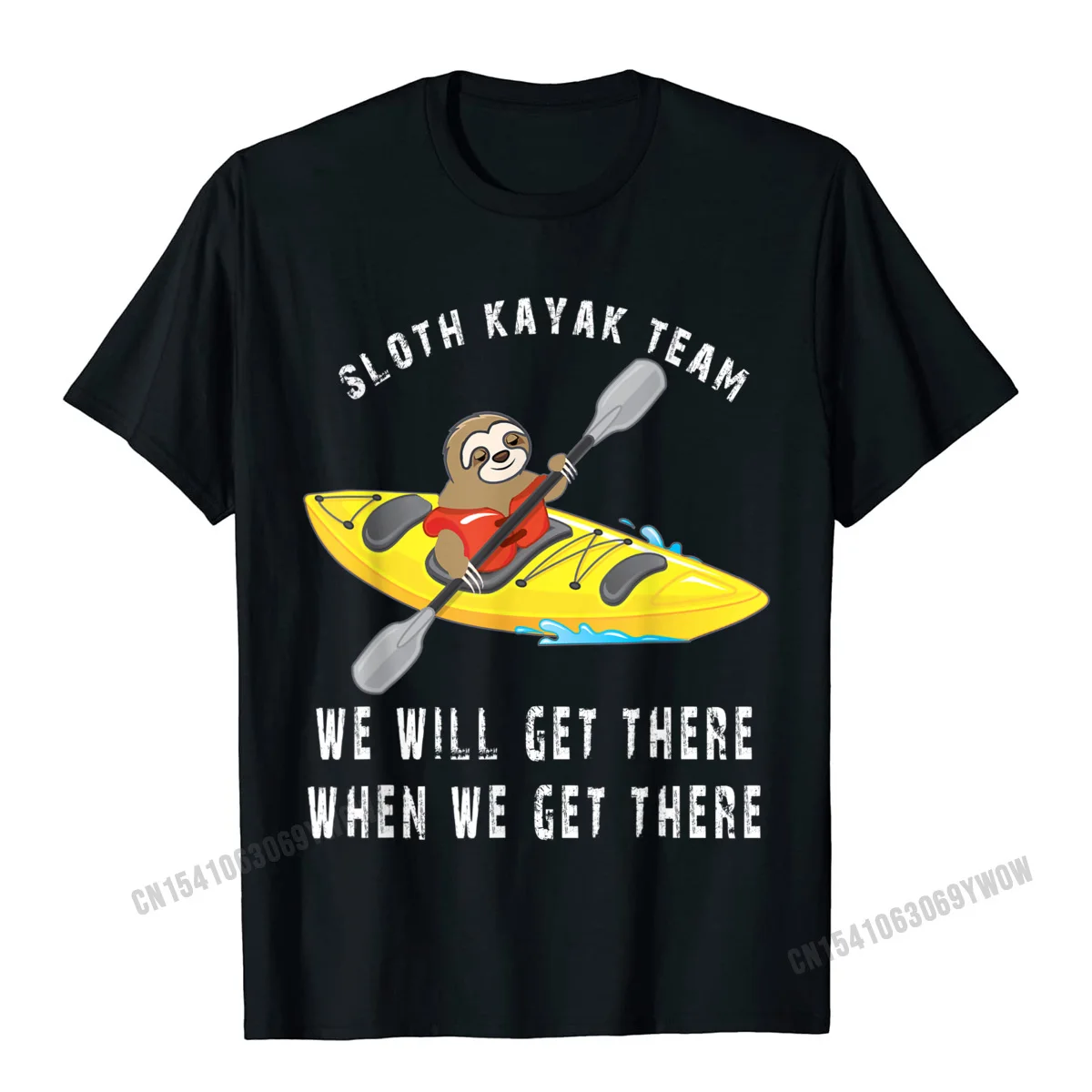 Classic 2021 Popular Leisure Tops T Shirt Round Collar Fall 100% Cotton Short Sleeve T-Shirt for Men Simple Style Tops Tees Sloth Paddling Kayak Team funny Sloth Team T-Shirt__546 black