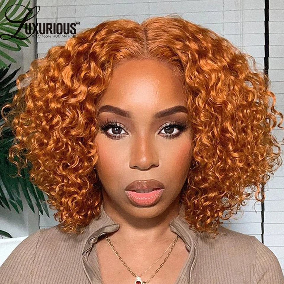 Ginger Lace Front Wigs For Women Human Hair Short Bob Pixie Cut Wigs