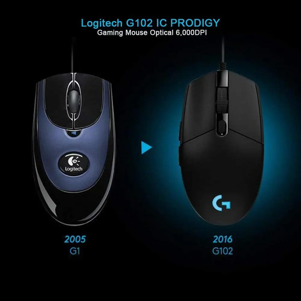 Игровая мышь Logitech G102 IC PRODIGY оригинальная оптическая 8000DPI 16 8 M цветной СВЕТОДИОДНЫЙ