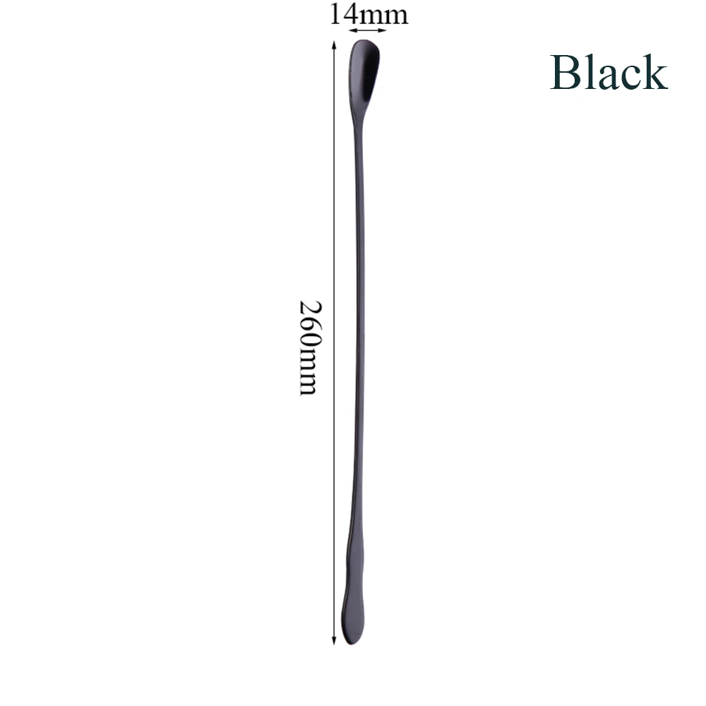 260mm black 1 шт. ложка посуда из нержавеющей стали Радужный цвет с длинной ручкой десертное мороженое совок столовые приборы товары для дома, кухни - Цвет: 260mm black