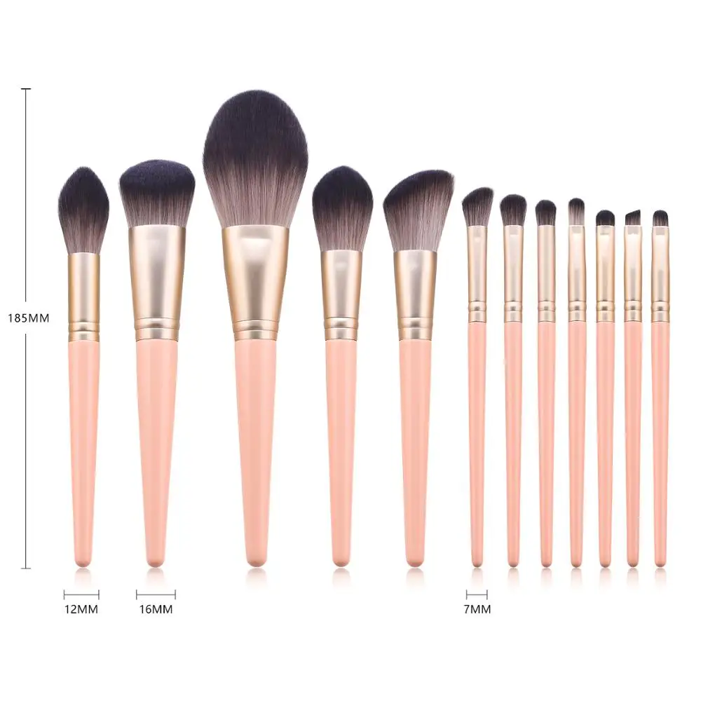 12 пьезы Juego de brochas de maquillaje naranja polvo suave profesional base liliquida escultura en anngulo resaltador rubor sombr