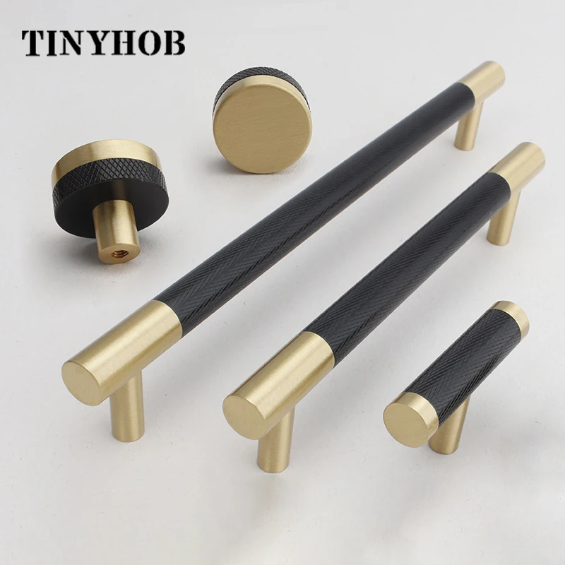 Knurling Handles Brass and Aluminum Kitchen Drawer Pulls