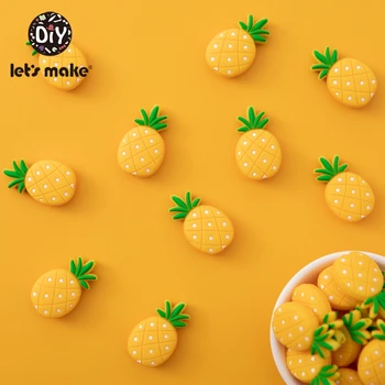 

Let's Make 50PCS Baby Silicone Pineapple Neckace Beads Silicone Teether Baby Toys Baby Teether Food Grade Silicone Beads