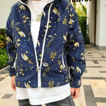 

Spring summer baby jacket floral pattern hooded outwear jackets boys daddy family jacket