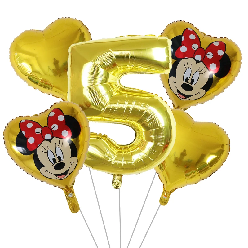 5 шт., воздушные шары в форме сердца Микки и Минни Маус, латексные шары с цифрами 30 дюймов для детского дня рождения, 1, 2, 3, 4, 5, 6 месяцев, украшение из мультфильма - Цвет: Бургундия