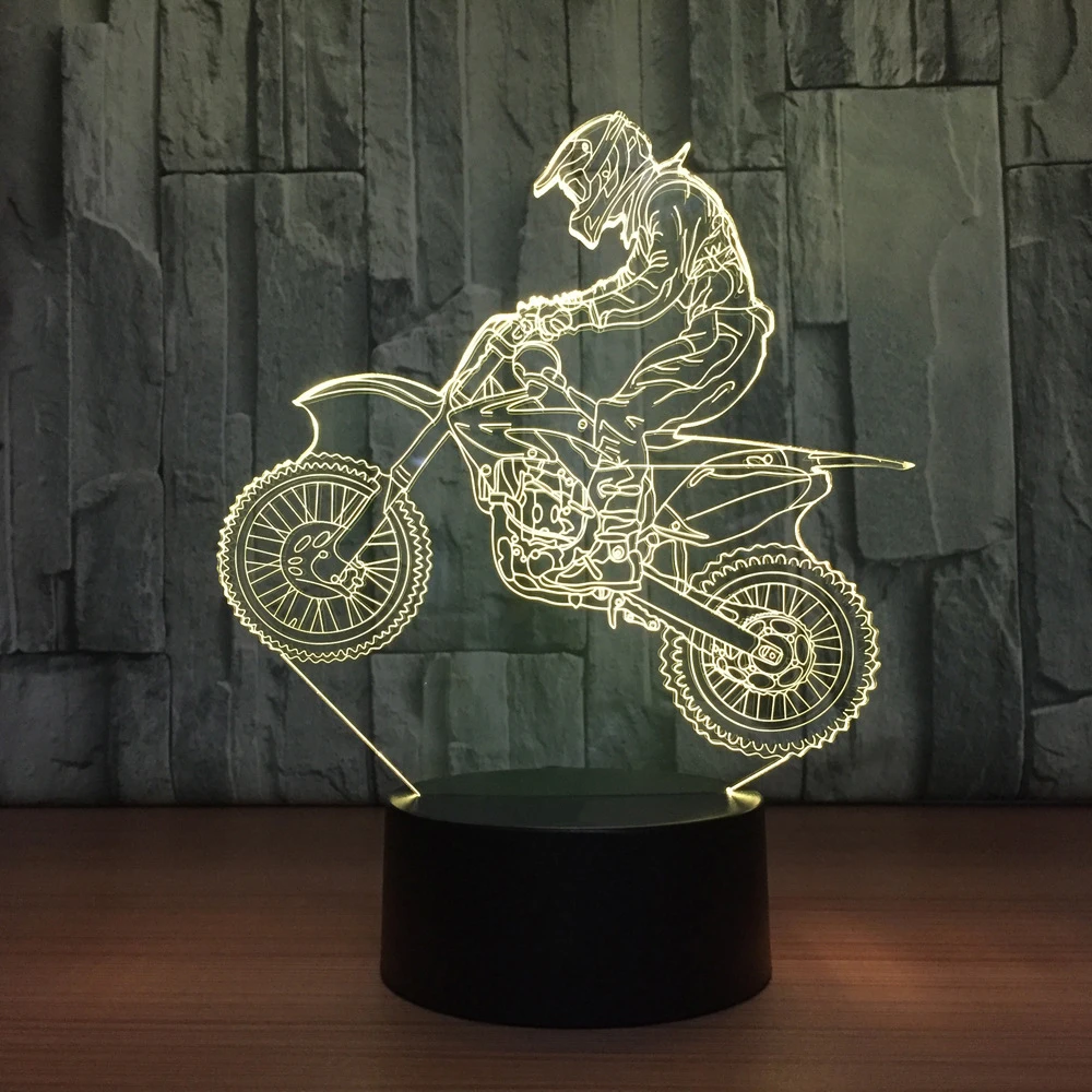 

Motorcycle 3D LED RGB Night Light 7 Color Change Desk Light Action Figures 2230 Kids Home Christmas Toys