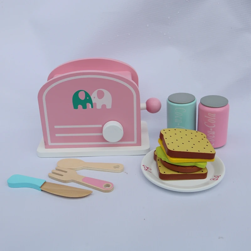 Дропшиппинг розовый клубника моделирование торт утренний/послеобеденный чай набор десерт резка деревянные игрушки для детей детские развивающие - Цвет: Toaster