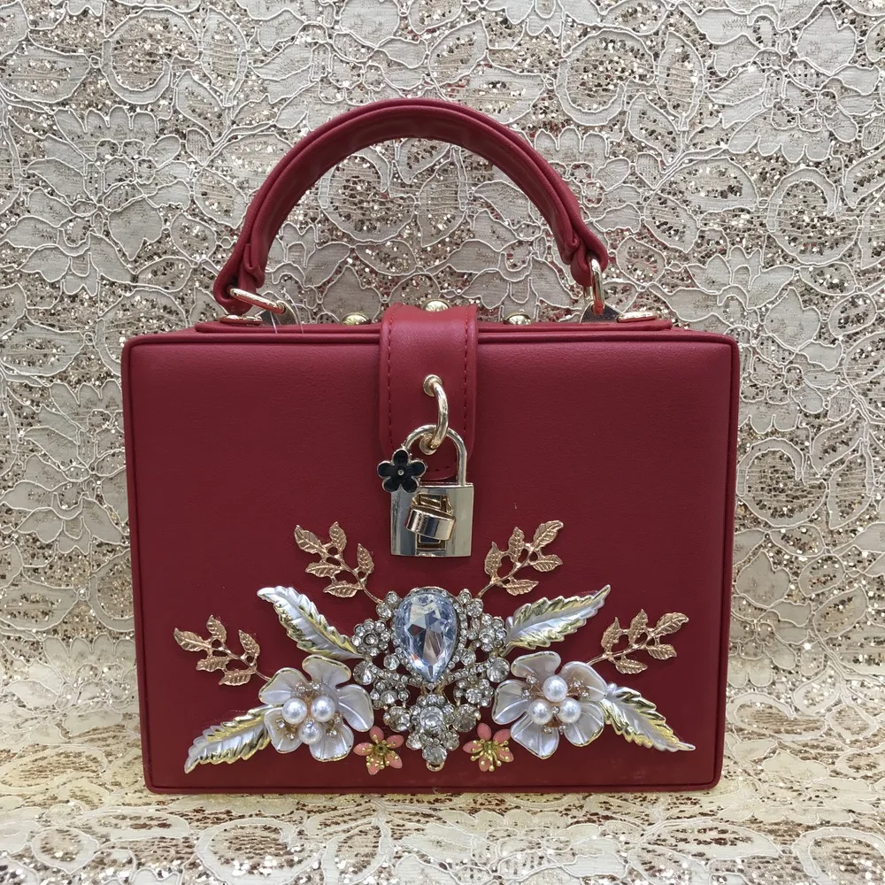 

Europe And America Catwalks Hand Leather Bag Industrial Evening Bag Stereo Flower Handbag Shoulder Messenger WOMEN'S PU Bag