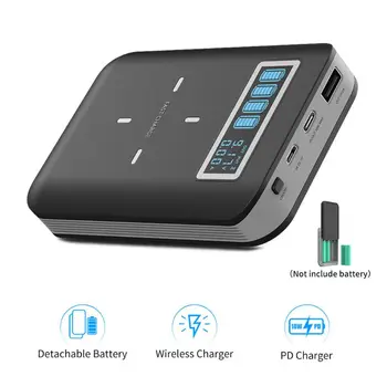 

4x 18650 Battery DIY Qi Wireless Charger USB Type C PD Fast Charge Power Bank Box Shell Case for Mobile Phone Tablet PC