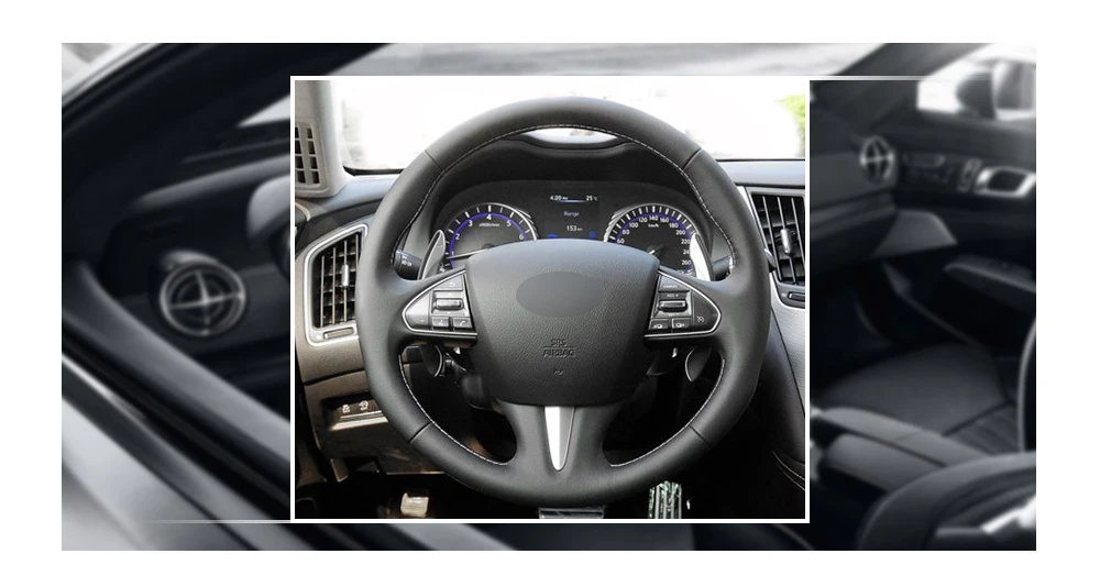 Ручная работа, Черная синтетическая замша, чехол на руль для Infiniti Q50 QX50