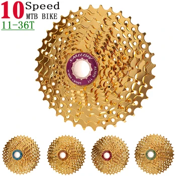 

SMLLOW MTB 10 Speed 10s Cassette 11-36 T Gold Golden Freewheel Flywheel for parts M610 XT M785 SLX M670 XTR M975 K7 NX GX