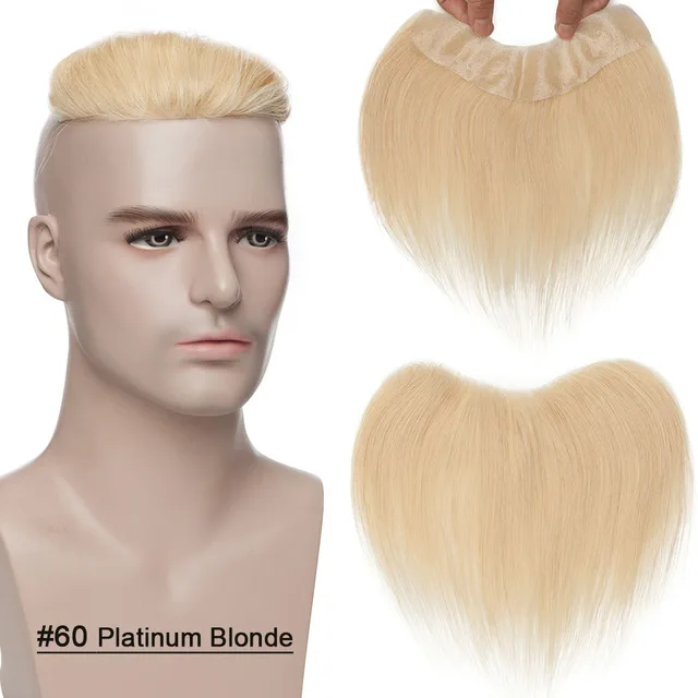 SEGO 4x18CM Thin Skin PU V Loop Men Hairpiece Indian Human Remy Hair Patch Replacement Handmade Real Hair pieces Length 15cm 60