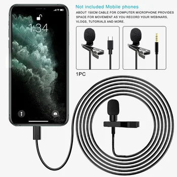 

Interviews 3.5mm Type C For Computer Condenser Smartphone Lavalier Microphone Audio Wired Laptop Omnidirectional Clip On Lapel