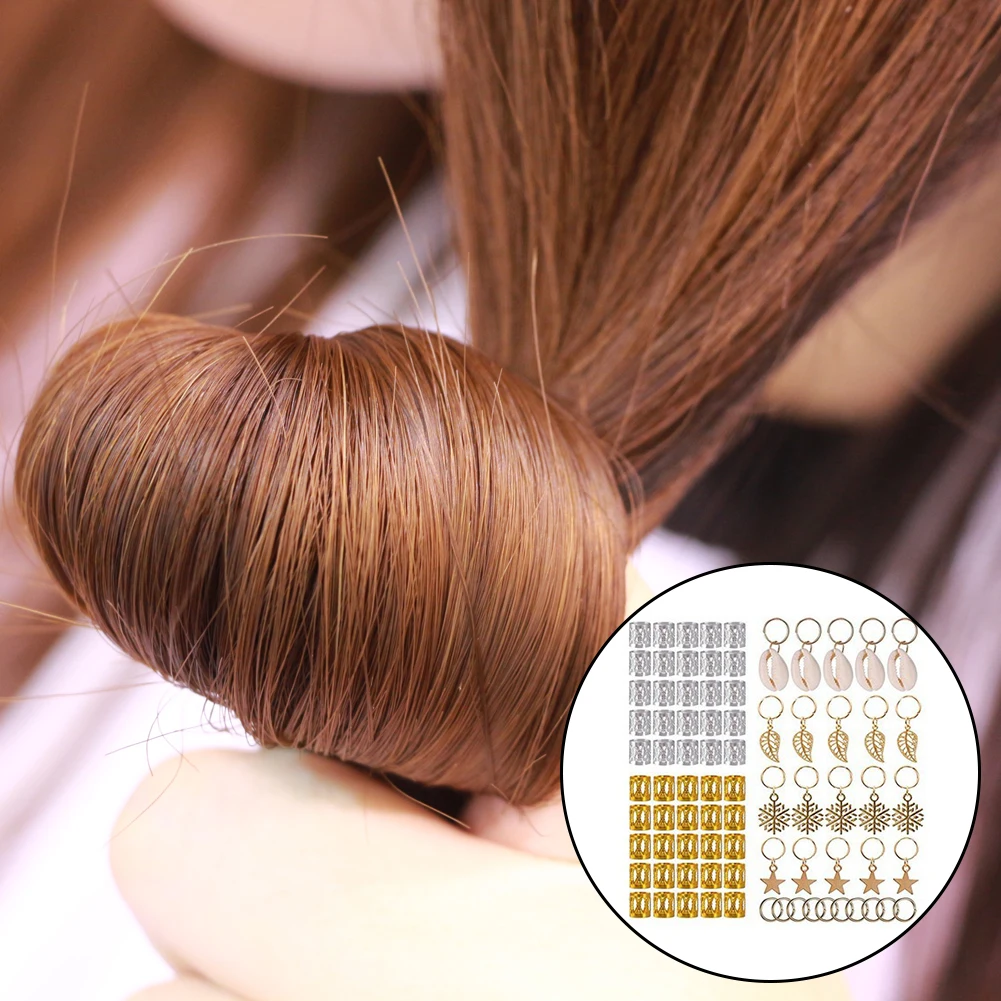 80Pcs Metal Cuffs Easy Use Decorative Jewelry Pendants Rings Leaves Hair Braid Set Dreadlocks DIY Stars 5