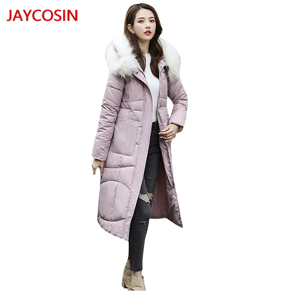 JAYCOSIN женские парки Женская модная верхняя одежда длинная хлопковая стеганая куртка пальто с капюшоном и карманами женские куртки L400902