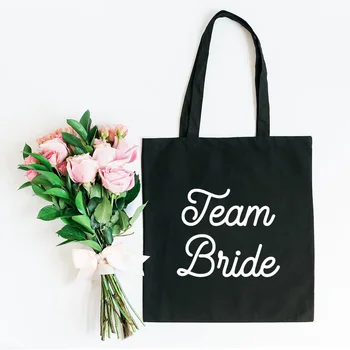 

Fashion Women Shoulder Canvas Bag Bridal Bachelorette Party Team Bride Wedding Gift Casual Female Reusable Shopping Tote Bag