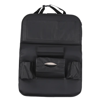 

Car Seat Back Hanging Storage Bag Multi-Pocket PU Leather Pad Car Seat Back Storage Bag (Black)