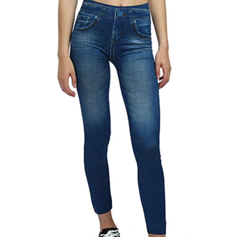 Сексуальные леггинсы с высокой талией длинные штаны спортивная одежда эластичные леггинсы для отдыха в джинсах повседневные Леггинсы для женщин