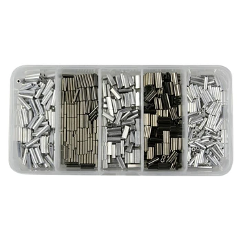 

BEST500Pcs Aluminum Crimping Loop Sleeve Double Barrel Ferrule for Fish Wire Rope and Cable Line End Assortment Kit