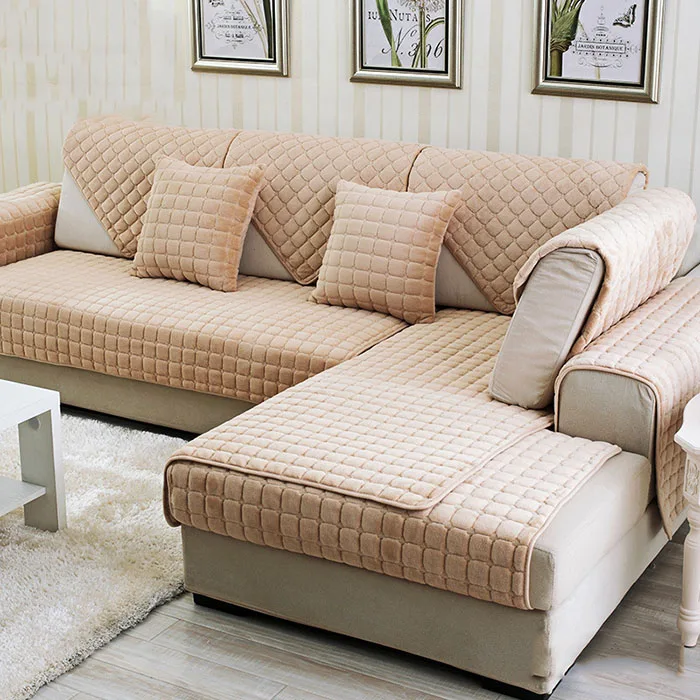 3D каменный узор Чехлы на кресла, полотенце Slipcover плюшевая ткань Толстый диван современный нескользящий диван диване крышка Угловое полотенце коврики 1 шт - Цвет: 1PCS camel