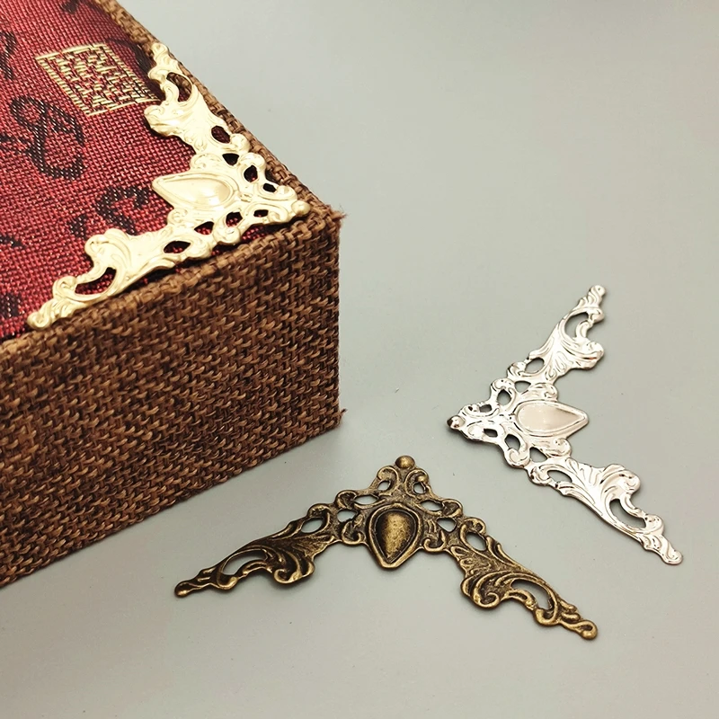 30 Pcs Metal Corner Brackets Gold Bronze Color Angle Corner Brackets Notebook Cover Photo Frame Furniture Protector Decorative
