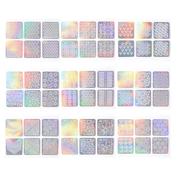 

48 Sheets Square Nail Stencil Stickers Hollow 3D Manicure Decor Nail Art Decals for Women Girls