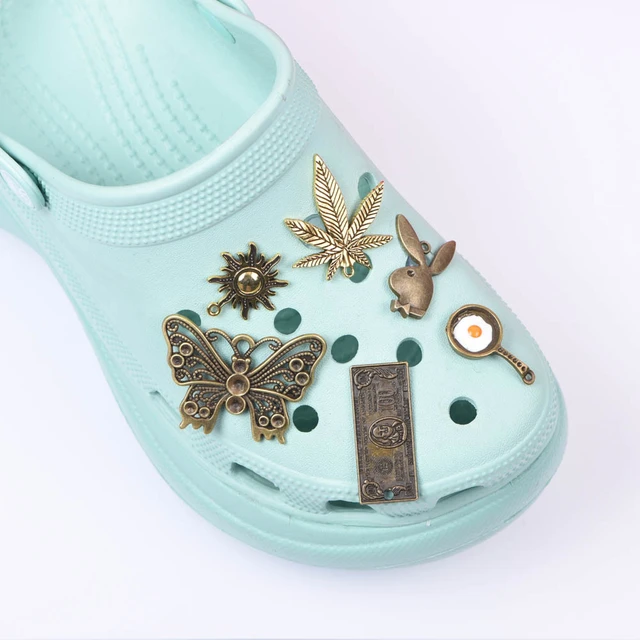 1 Pcs Metal Croc Shoes Charms Colorful Leaf Diamonds Shoe Charm
