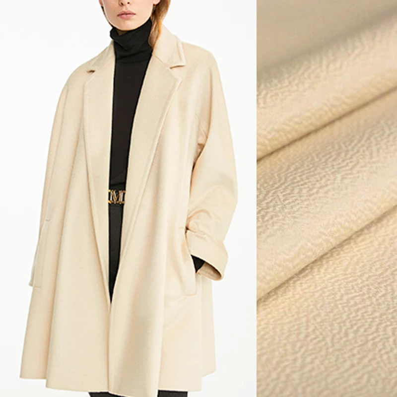 Качественная, 150 см, ширина 820 г/м, вес бежевый, двусторонняя, волнистая шерсть, осенне-зимнее пальто, верхняя одежда, ткань, DE1140