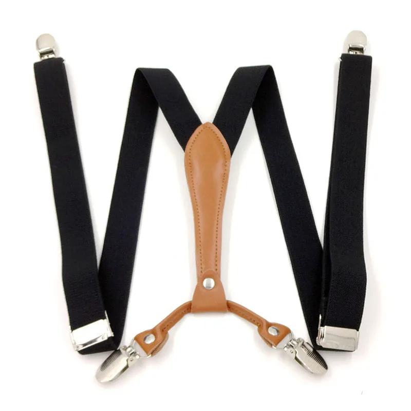 Adolescent 2.5cm candy color suspenders belt ladies 4 clip trousers strap high-grade British elastic strap clip bow tie