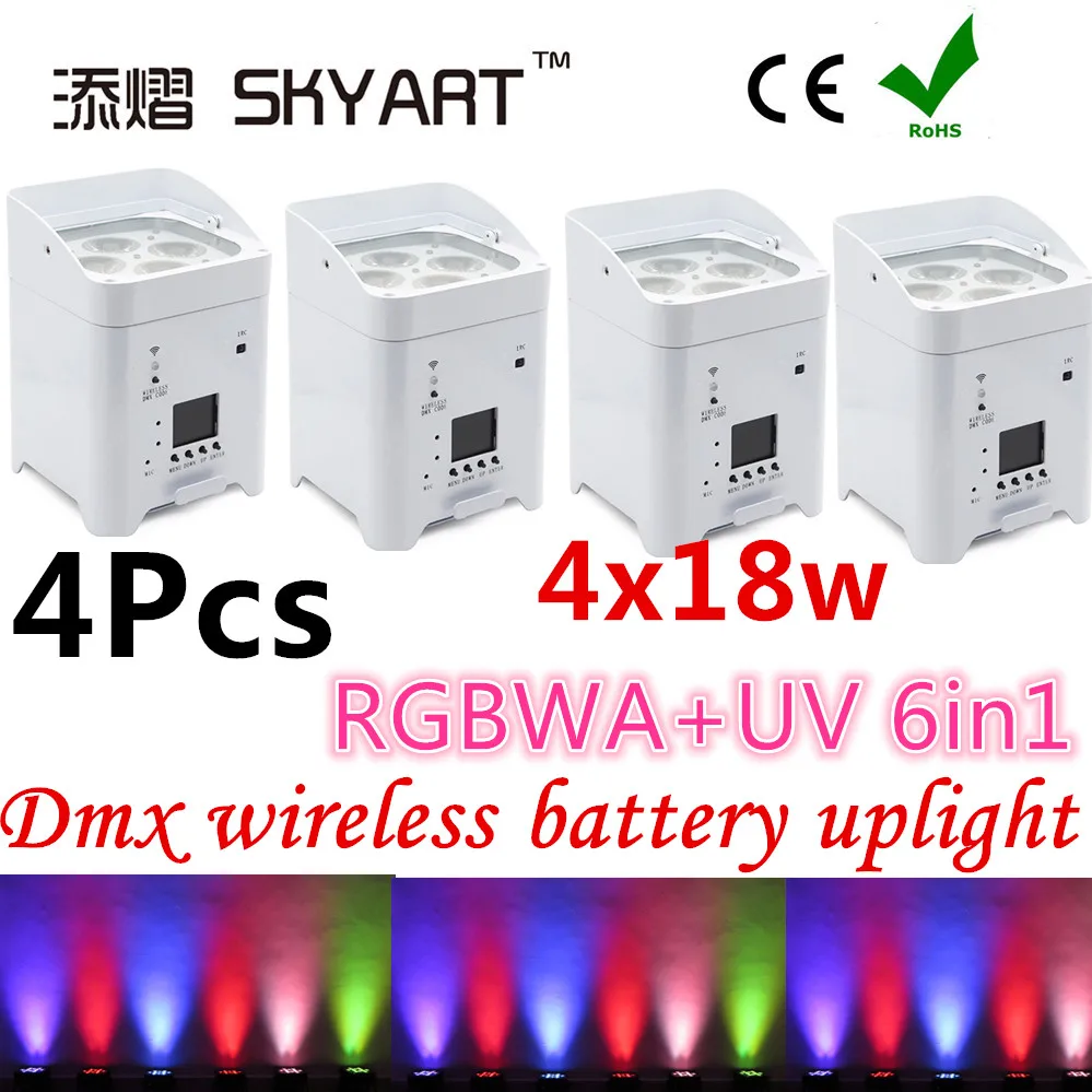 Плоский led par can dj 4*18 Вт rgbwauv беспроводной сценический светильник с аккумулятором