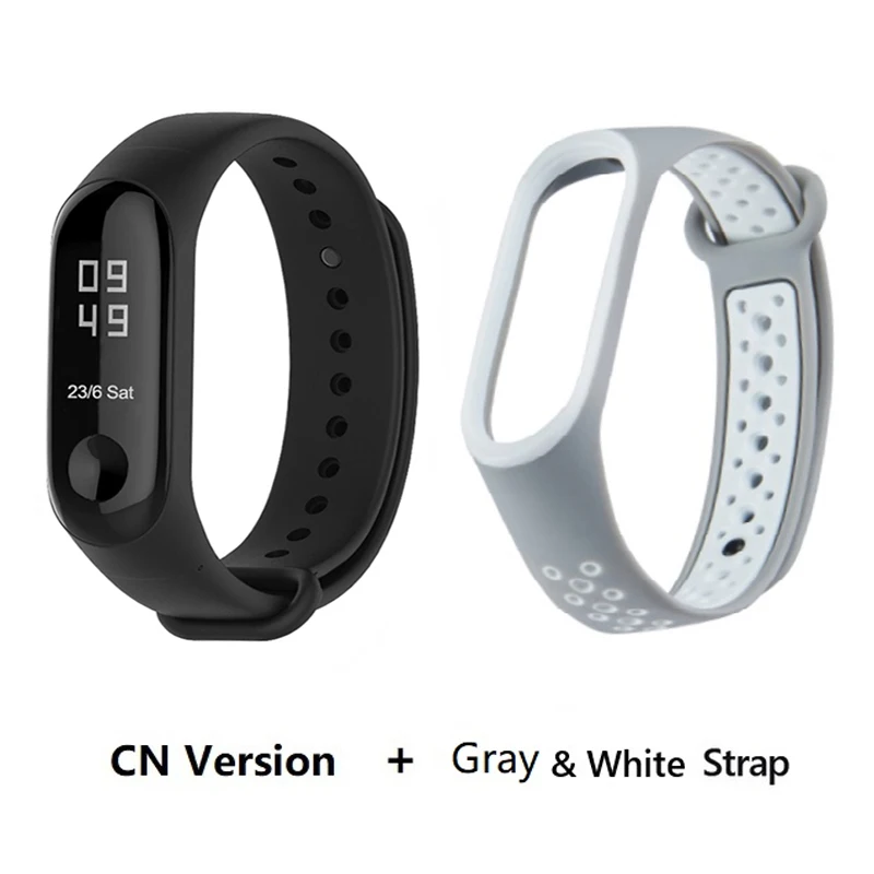 CN add gray white Origina Xiaomi Mi Band 3 4 смарт-Браслет фитнес-браслет большой сенсорный экран OLED частота сердечных сокращений сообщения Smartband - Цвет: CN add gray white
