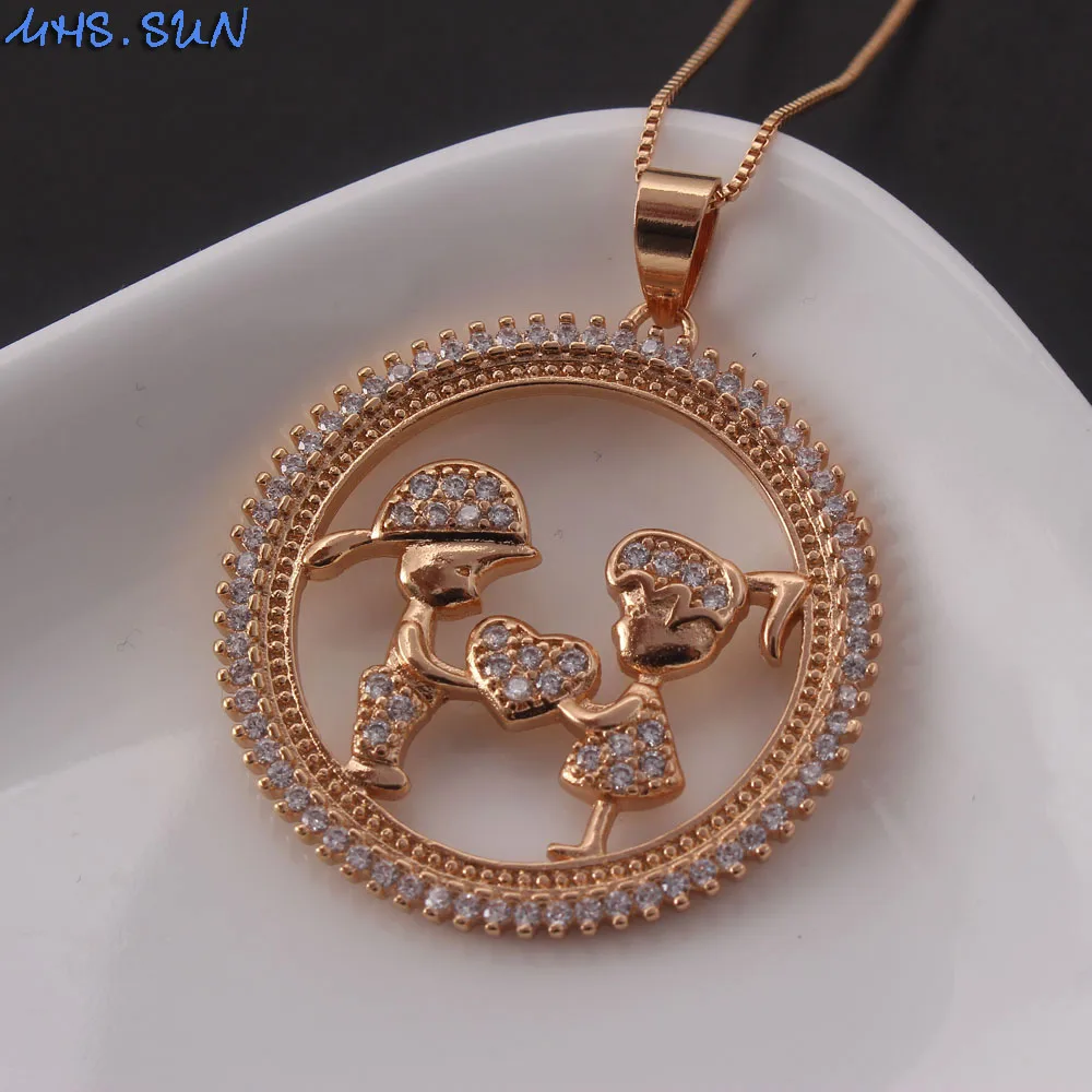 MHS.SUN Fashion AAA Zircon Jewelry Boys Girls Pendant Necklace Luxury Women Chain Necklace Charm Choker For Christmas Gift 1PC