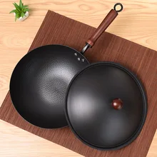 Zhangqiu Кованое железо горшок язык наконечник на Китае чистый Blacksmith Wok Non-Paintcoat Дым Бесплатно антипригарный горшок и горшок крышка