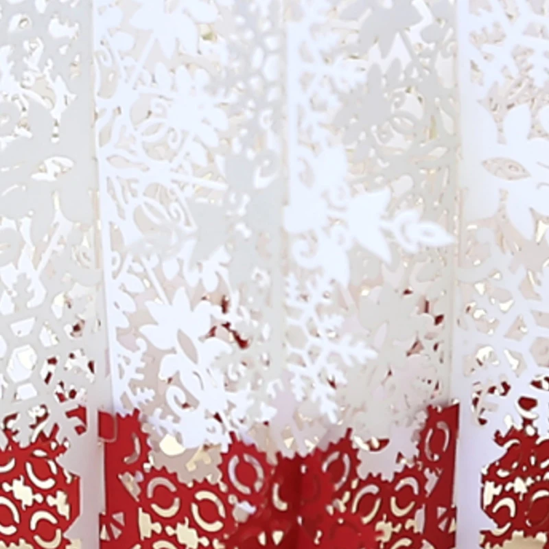 Christmas Greeting Card White Snow 3D Christmas Handmade Paper Carved Hollow DIY Greeting Cards HF