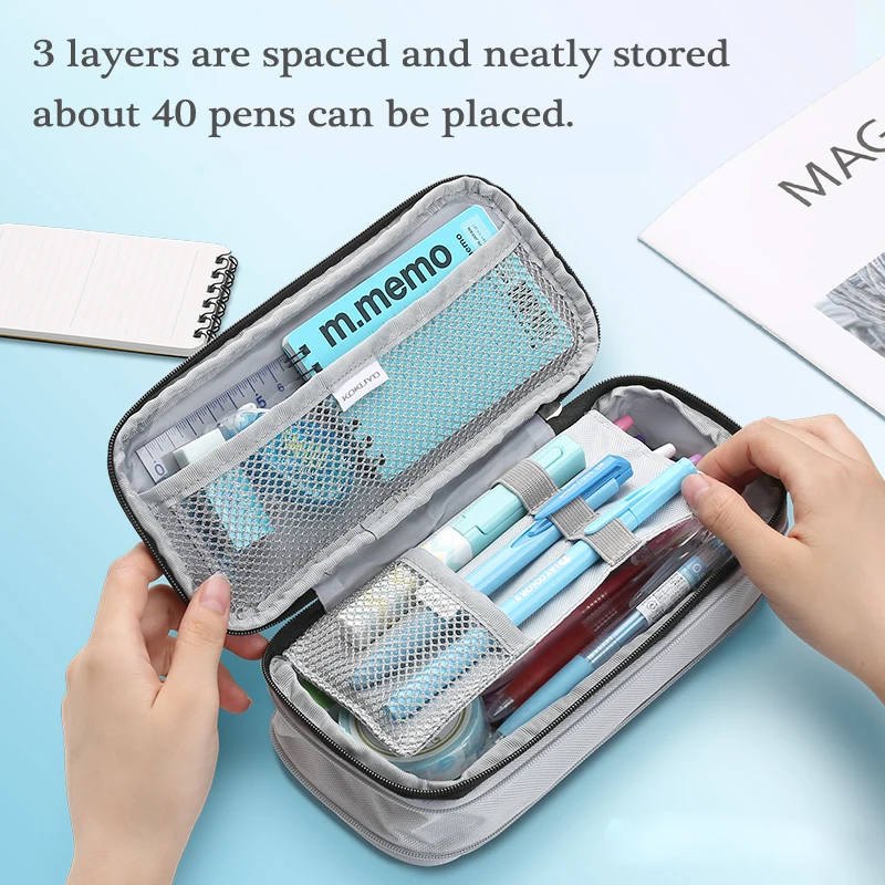 KOKUYO Macaron Pencil Case Stretch Zipper Large Capacity Pencilcase Cute Pencil Box Kawaii Kid School Pen Case Estuche Escolar