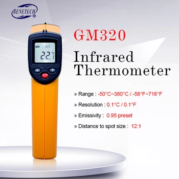 

GM320 Digital Infrared Temperature Meter Infrared thermometer gun -50-380 degree Non-Contact Infrared Thermometer LCD Backlight