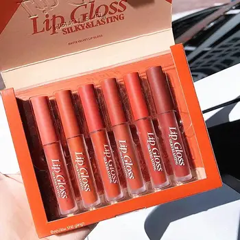 

Blue ZOO 6 Color Set Matt Velvet Lip Gloss Long Lasting Non-stick Pumpkin Lipstick