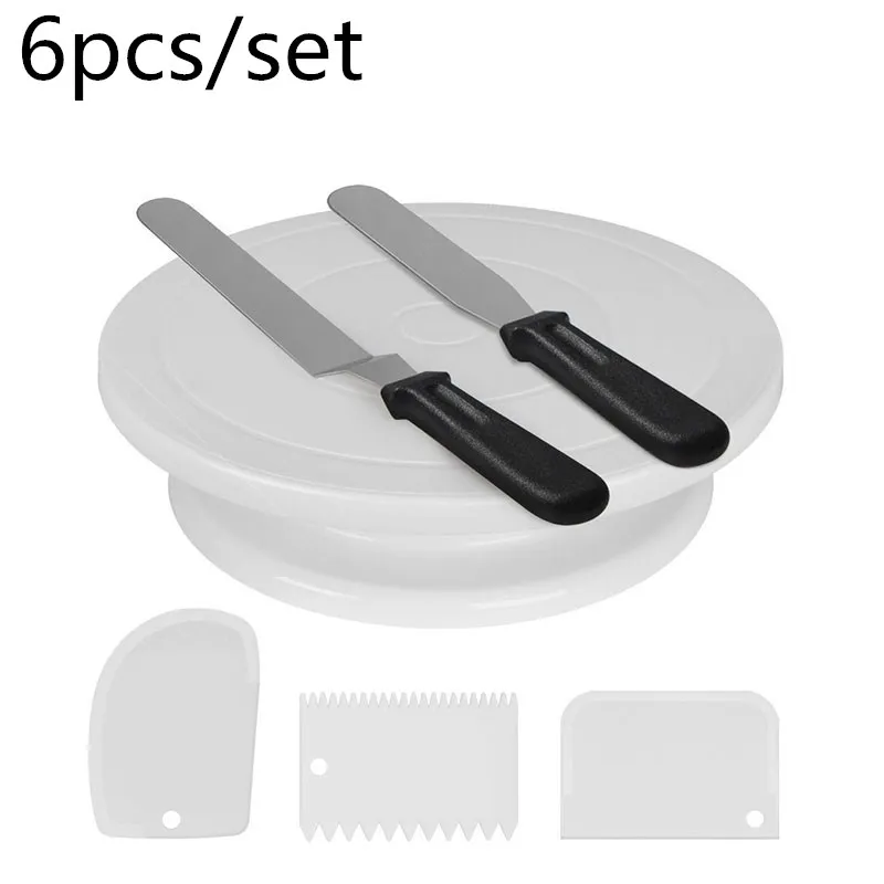 

6pcs/set Plastic Cake Stand Turntable Rotating Cake Rack Stand Plastic Dough Cake Stand Cake Rotary Table DIY Baking Tool