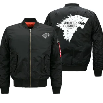 

Autumn Winter Coat Thick Hip Hop Jacket House Stark Bomber Jacket 2019 New Streetwear Game Of Thrones Loose Oversize Jackets 8XL