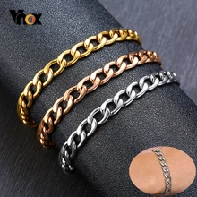 Vnox Для мужчин не сужающийся книзу массивный кубинская цепь Браслеты 8 мм Ширина 17,5/19/22 см Длина золото/Сталь/розовое золото Цвет Нержавеющая сталь ювелирные изделия
