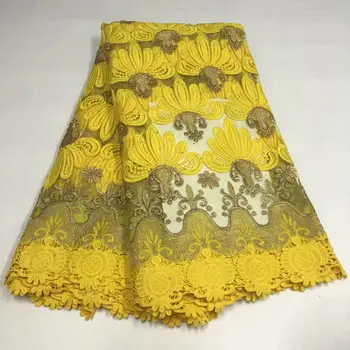 

Wonderful yellow African party net material French tulle lace fabric for lady dress RFN174(5yards/lot)