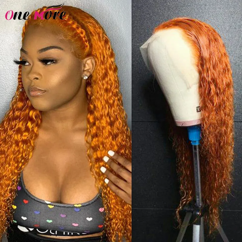 US $54.20 Orange Ginger Lace Front Wig Deep Curly Middle Part Lace Wig Colored Human Hair Wigs Orange Ginger Ombre 1b 30 Blonde Lace Wig