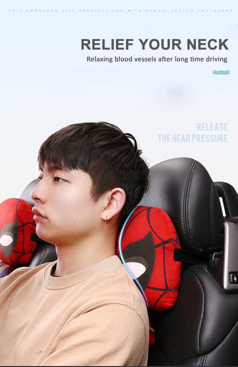 DC Marvel Fashion design Creative Cartoon car headrest car neck pillow seat pillow guard neck Pillow car upholstery Products