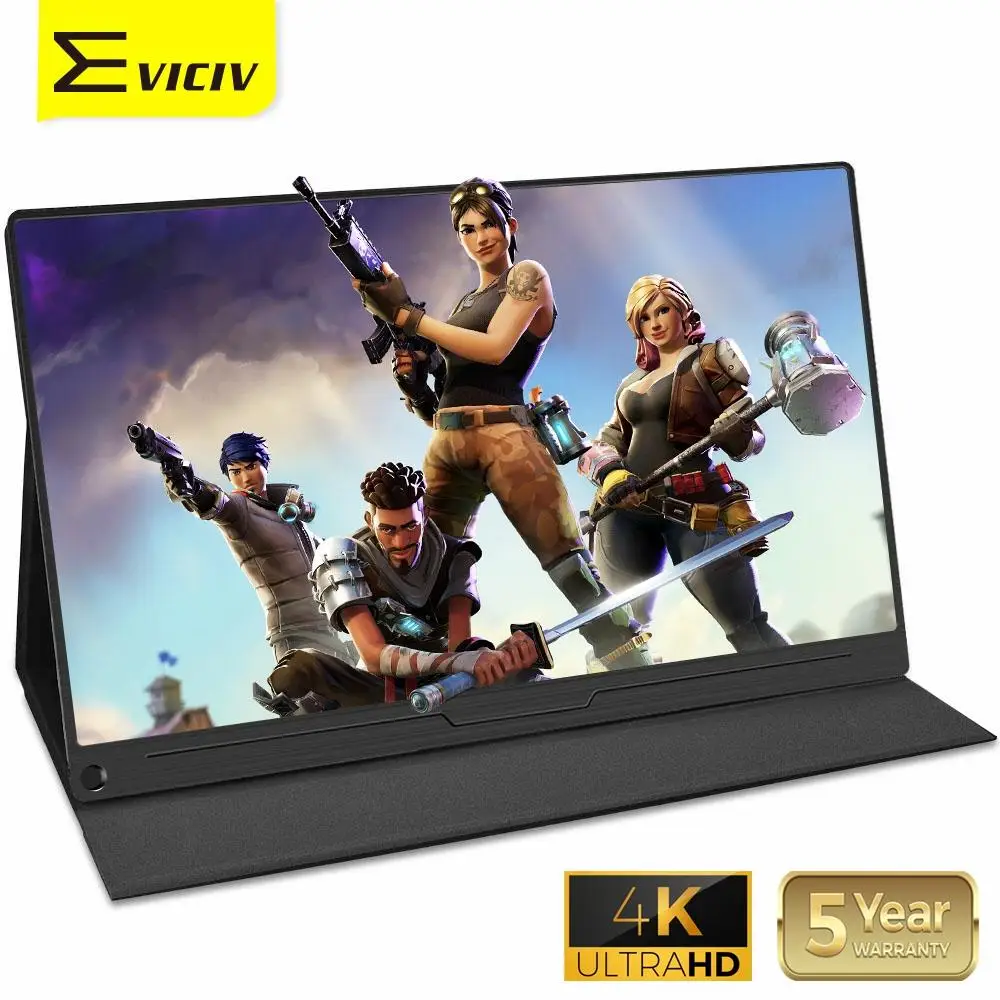 EVICIV 15.6 4K Portable Computer Monitor Game Fornite IPS Screen External Laptop HDR Dual Display 3840 x 2160 for PS4 Xbox HDMI