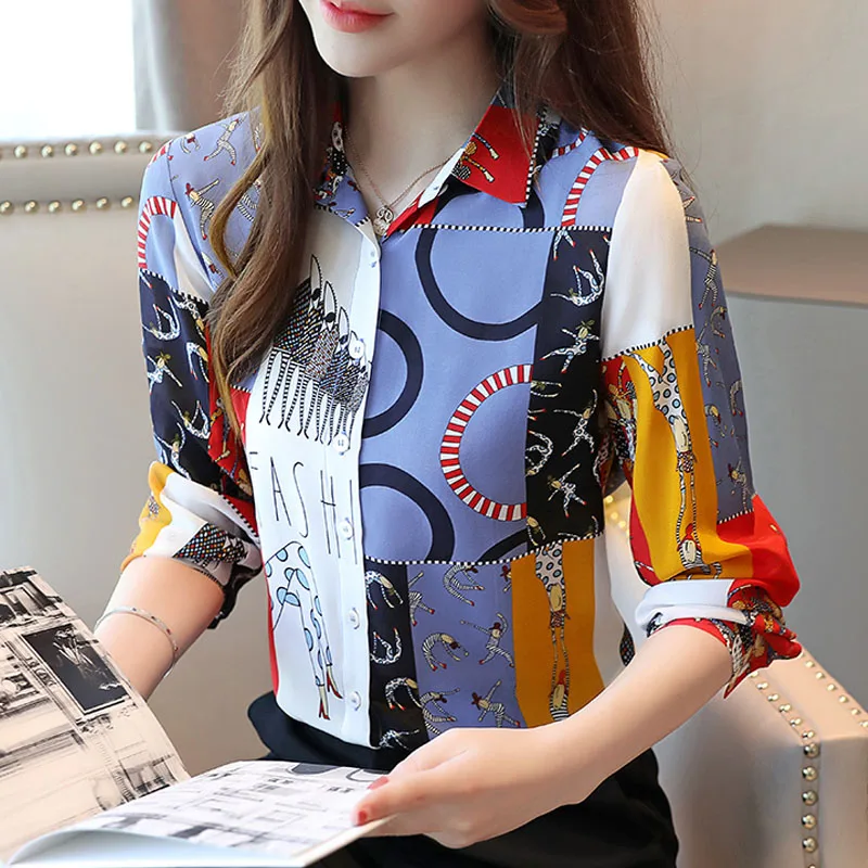Blusas mujer de moda 2019 шифоновая блузка рубашки с длинными рукавами для женщин свитеры