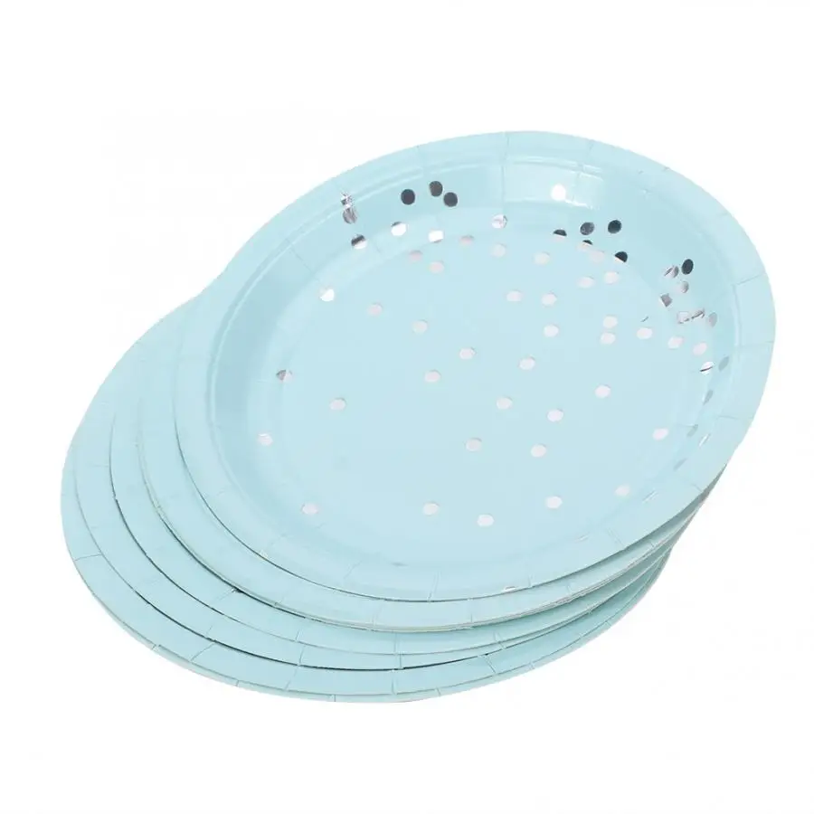 8 шт одноразовые бумажные тарелки лоток для торта посуда для тарелки для барбекю чашки вечерние карнавальные принадлежности - Цвет: Синий